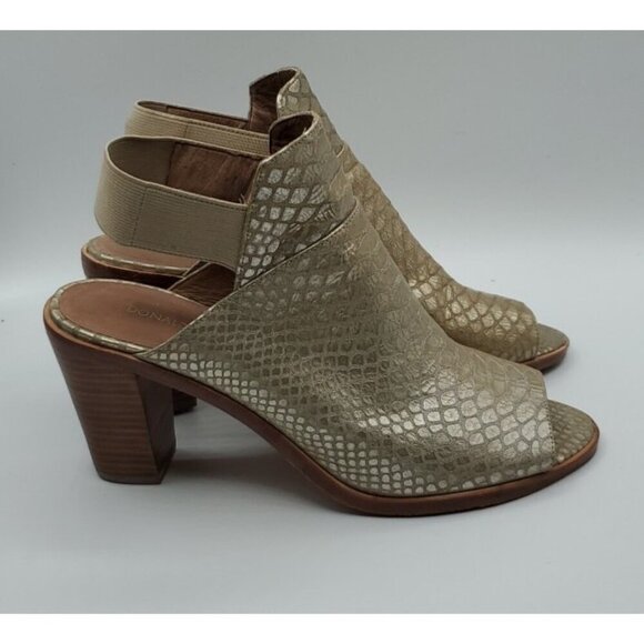 Donald PLINER Khloe Gold Leather Platino Snake Print Peep Toe Shoe Bootie Size 9 - Picture 6 of 14